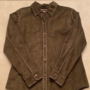 Alfani Brown Suede Western Shirt Women's Medium